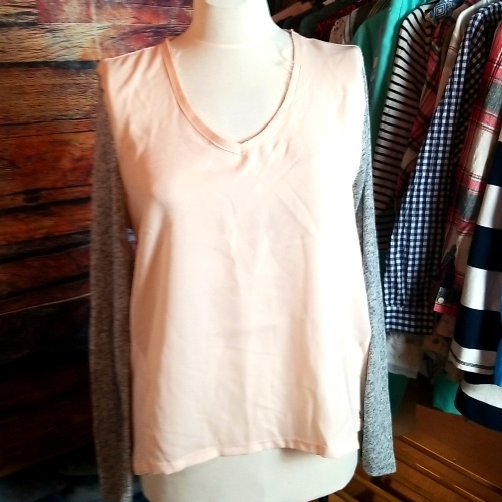 Calvin klein | mixed media hi-Low blouse